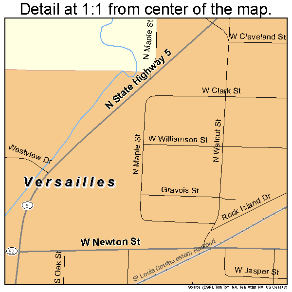 Versailles, Missouri road map detail