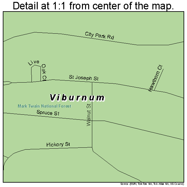 Viburnum, Missouri road map detail