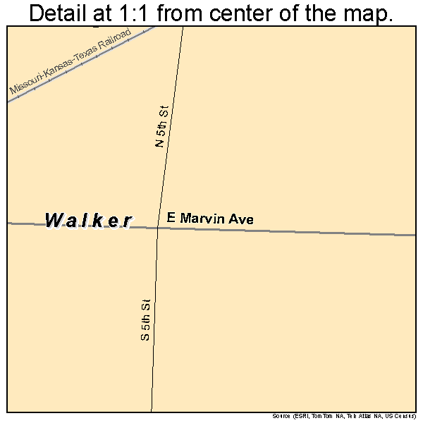 Walker, Missouri road map detail
