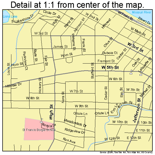 Washington, Missouri road map detail