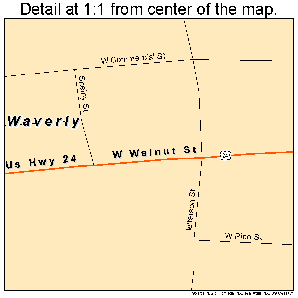 Waverly, Missouri road map detail