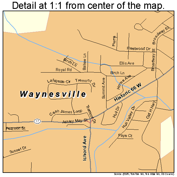 Waynesville, Missouri road map detail