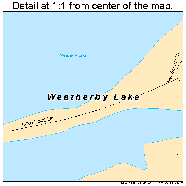 Weatherby Lake, Missouri road map detail