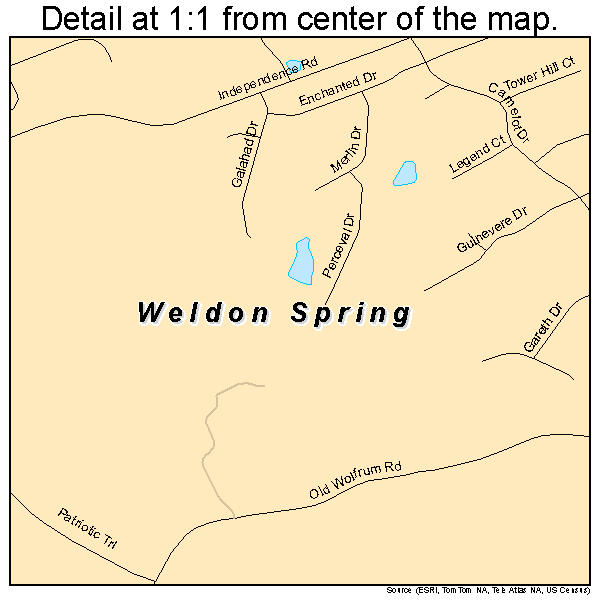 Weldon Spring, Missouri road map detail