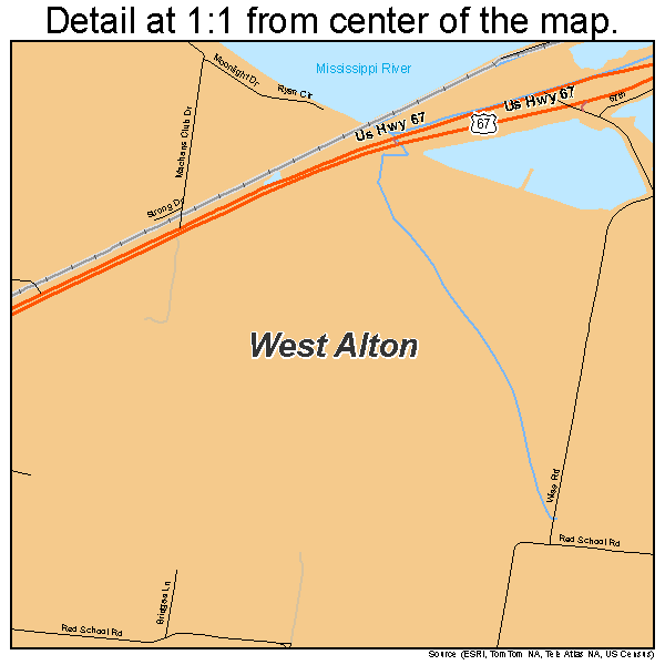 West Alton, Missouri road map detail