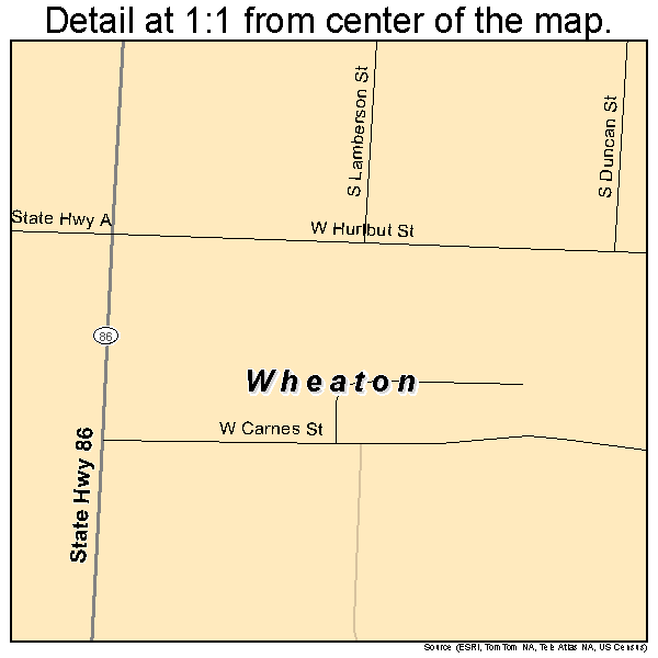 Wheaton, Missouri road map detail