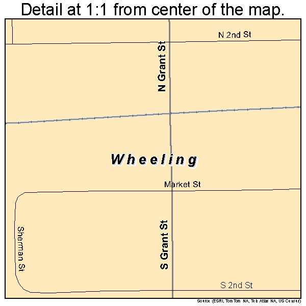 Wheeling, Missouri road map detail