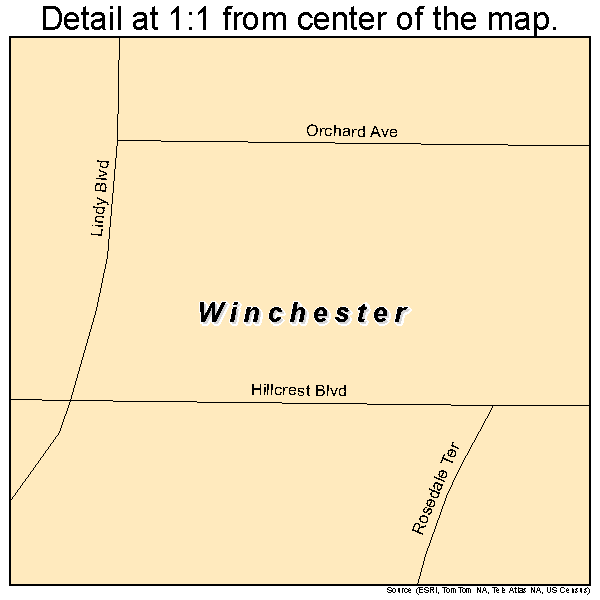 Winchester, Missouri road map detail