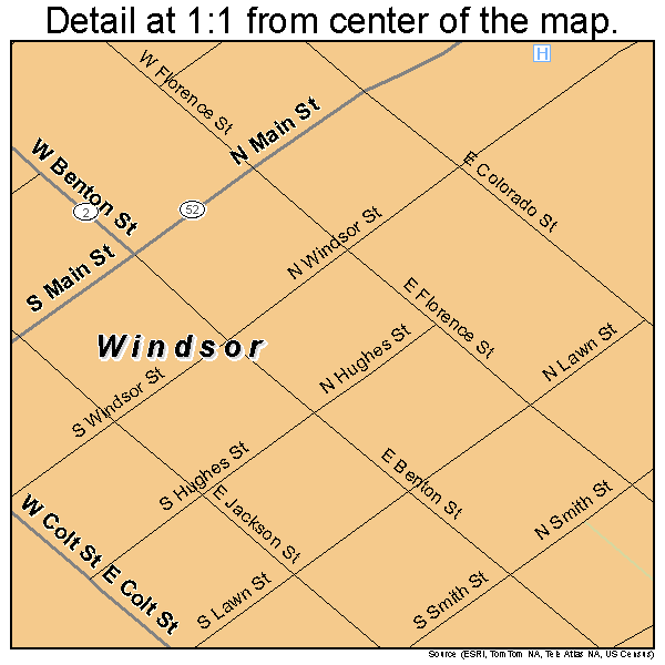 Windsor, Missouri road map detail