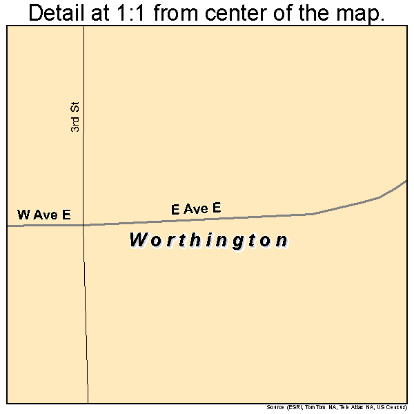 Worthington, Missouri road map detail