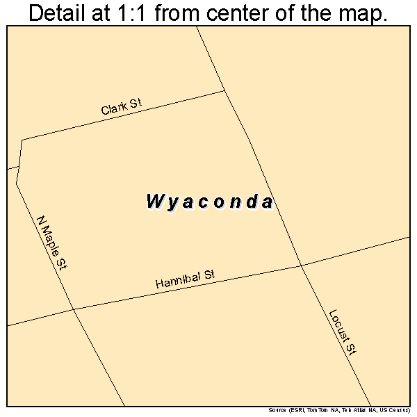 Wyaconda, Missouri road map detail