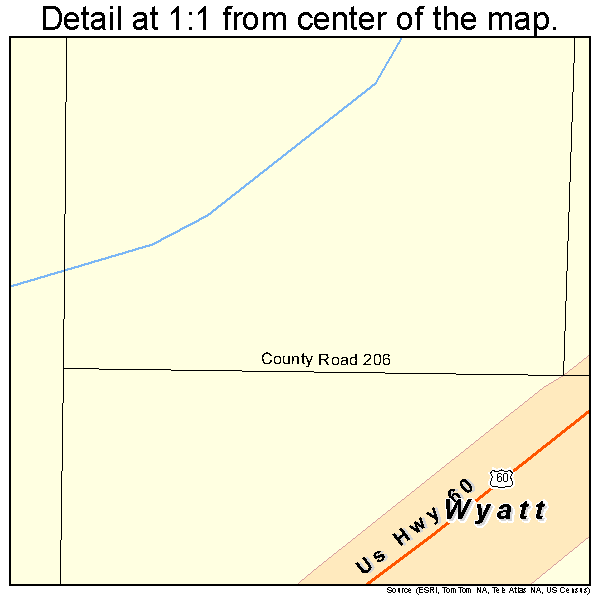 Wyatt, Missouri road map detail