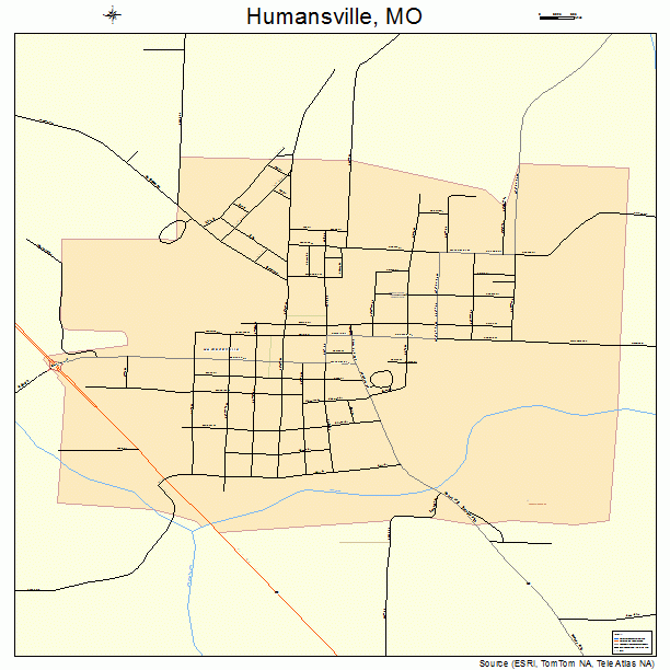 Humansville, MO street map