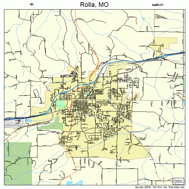 Rolla, MO street map.