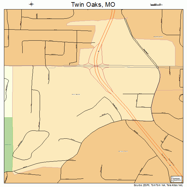 Twin Oaks, MO street map