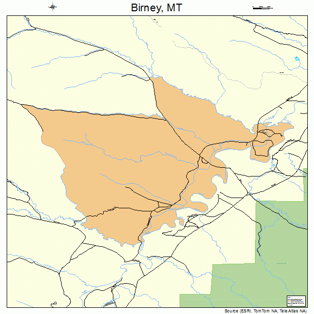 Birney, MT street map