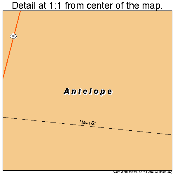 Antelope, Montana road map detail