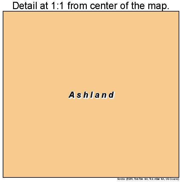 Ashland, Montana road map detail