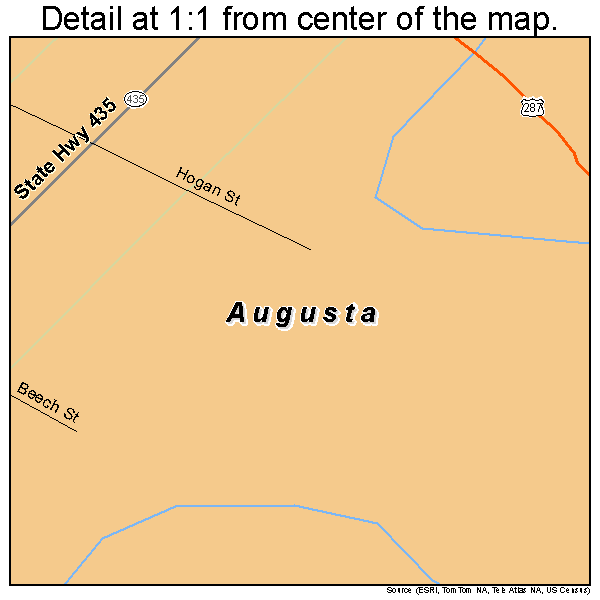 Augusta, Montana road map detail