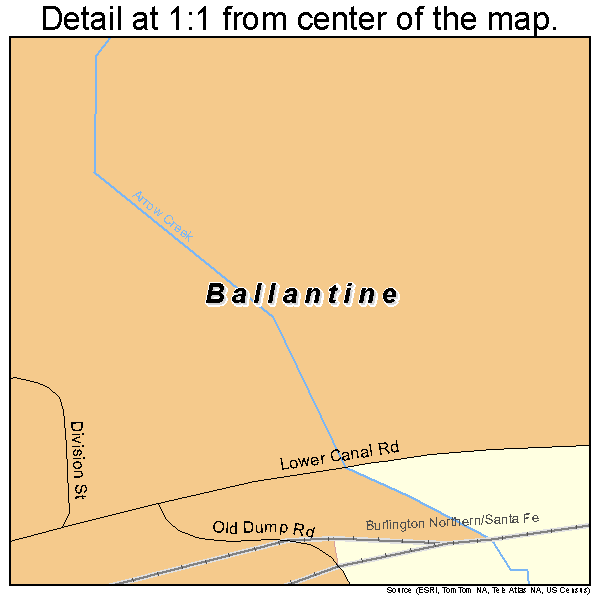 Ballantine, Montana road map detail