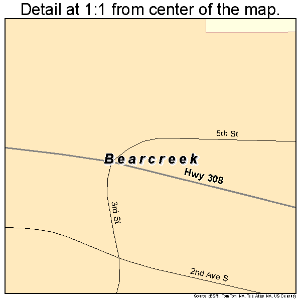 Bearcreek, Montana road map detail