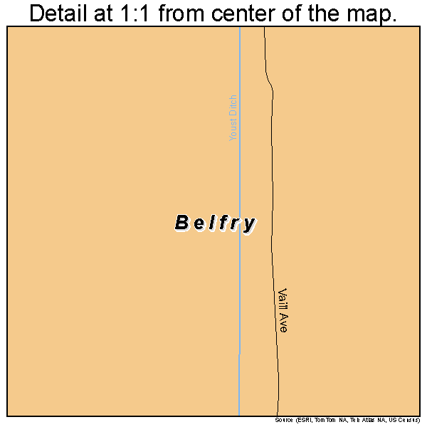 Belfry, Montana road map detail