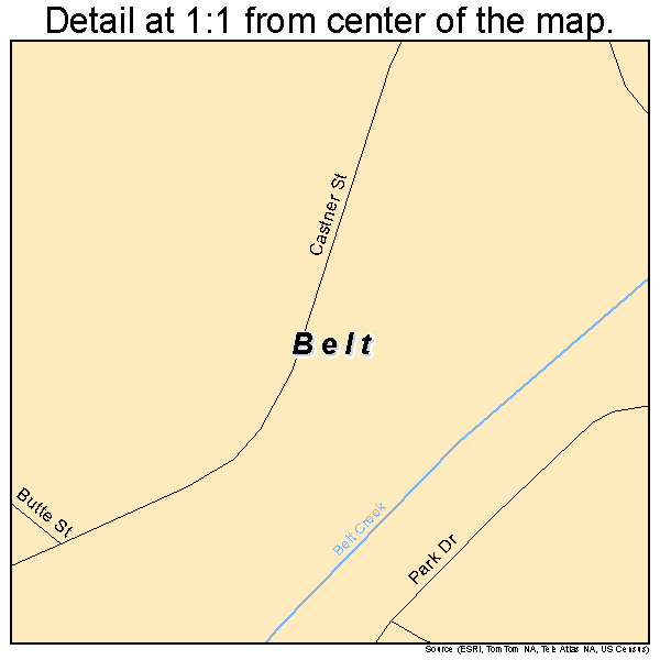 Belt, Montana road map detail