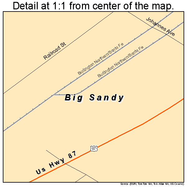 Big Sandy, Montana road map detail