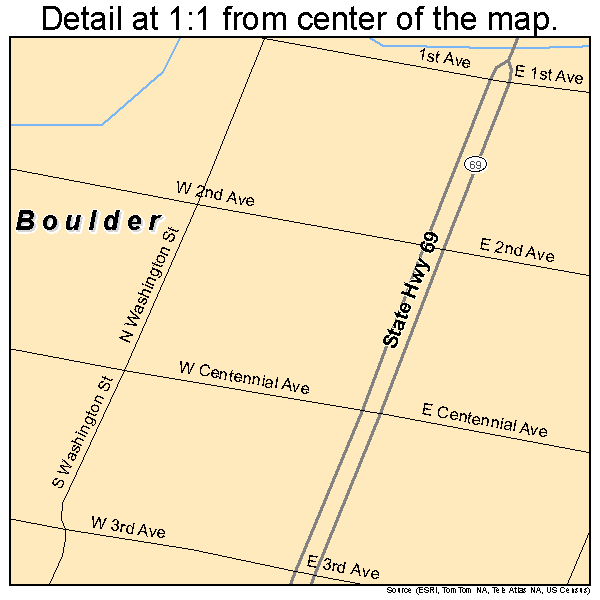 Boulder, Montana road map detail