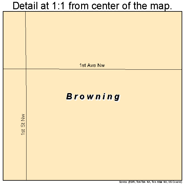 Browning, Montana road map detail