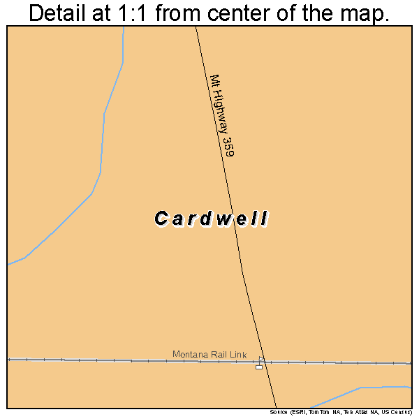Cardwell, Montana road map detail