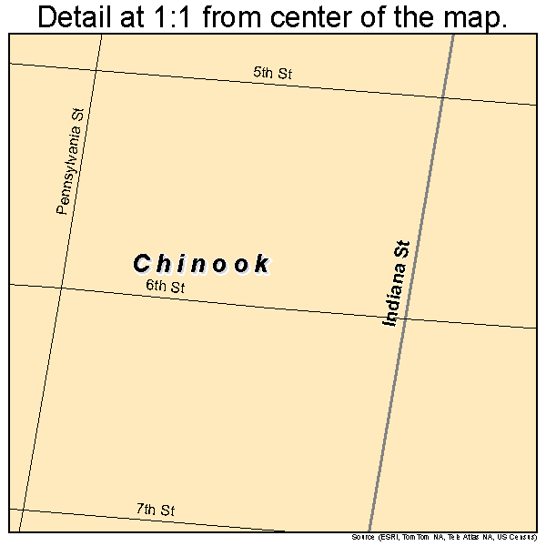 Chinook, Montana road map detail