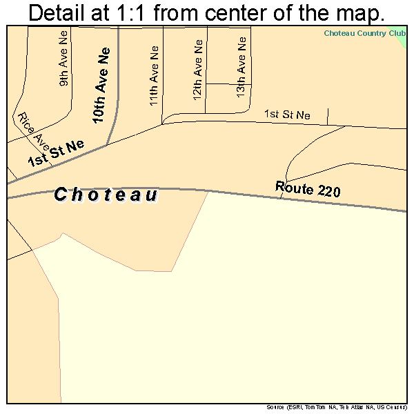 Choteau, Montana road map detail