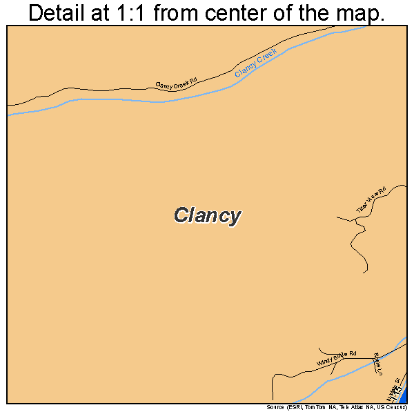 Clancy, Montana road map detail