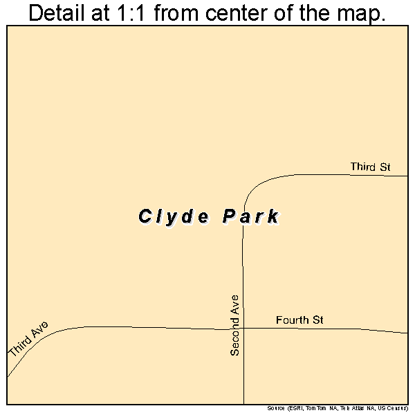 Clyde Park, Montana road map detail