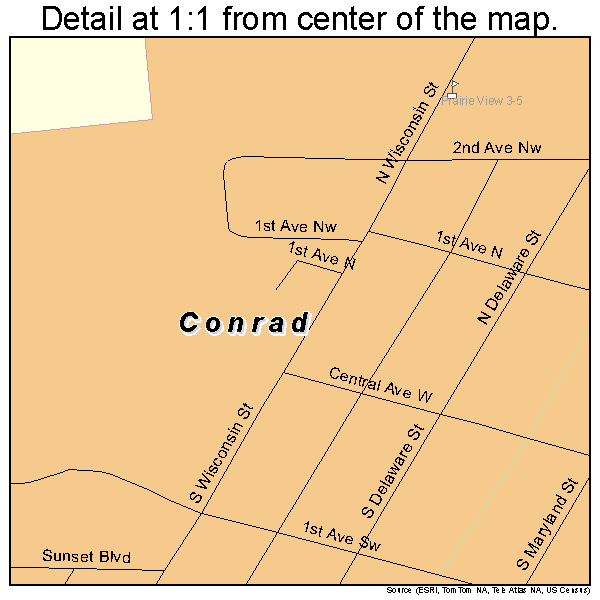 Conrad, Montana road map detail