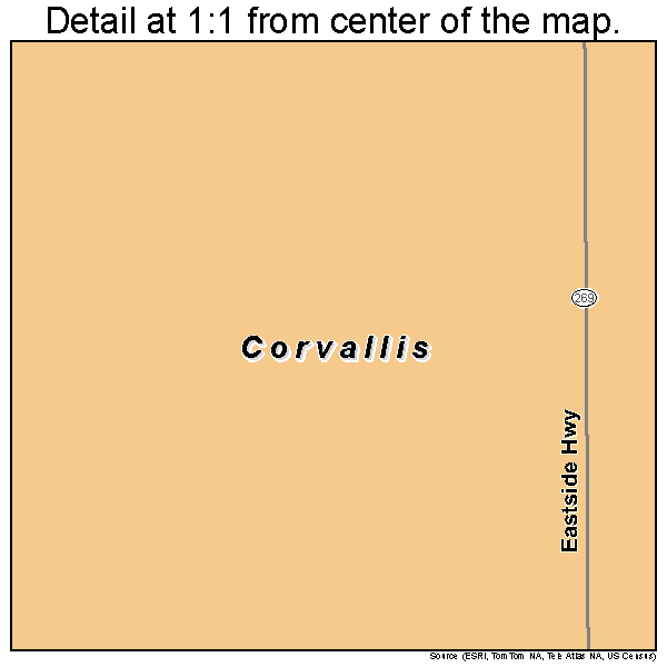 Corvallis, Montana road map detail