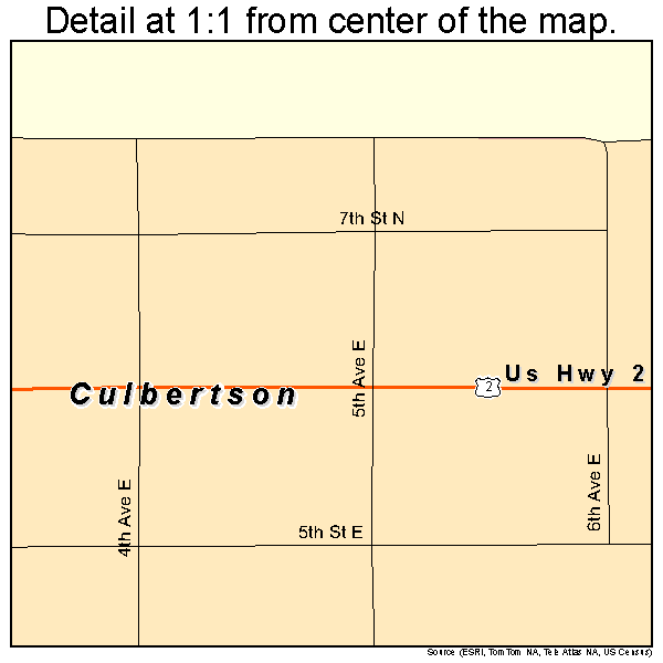 Culbertson, Montana road map detail