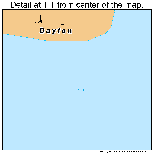 Dayton, Montana road map detail