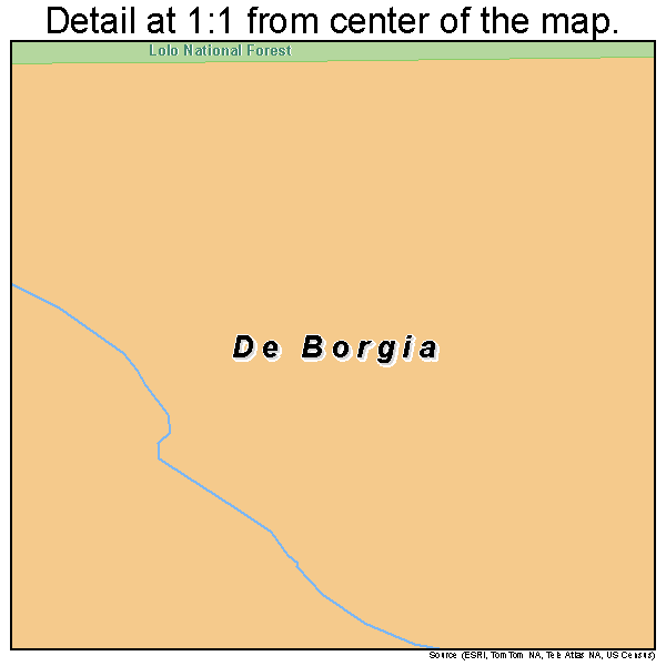De Borgia, Montana road map detail