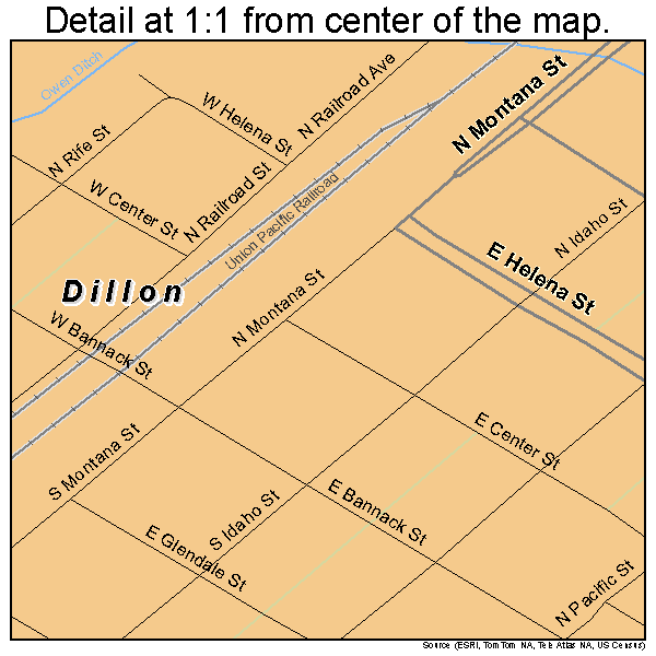 Dillon, Montana road map detail