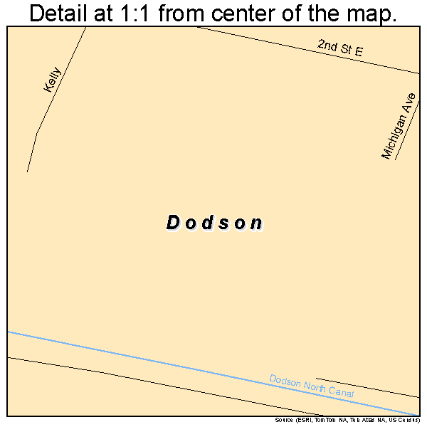 Dodson, Montana road map detail