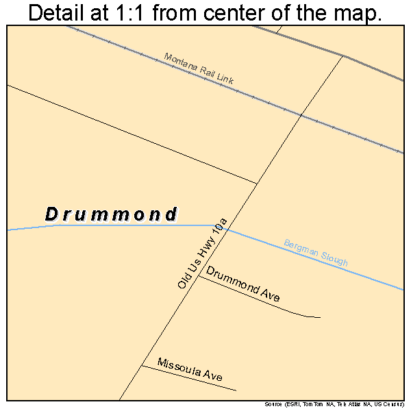 Drummond, Montana road map detail