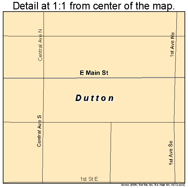 Dutton, Montana road map detail