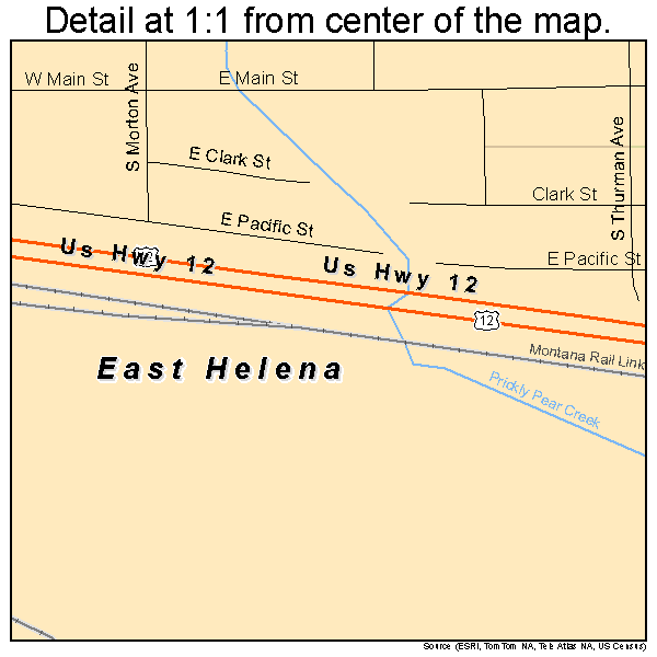 East Helena, Montana road map detail