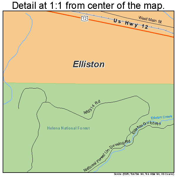Elliston, Montana road map detail