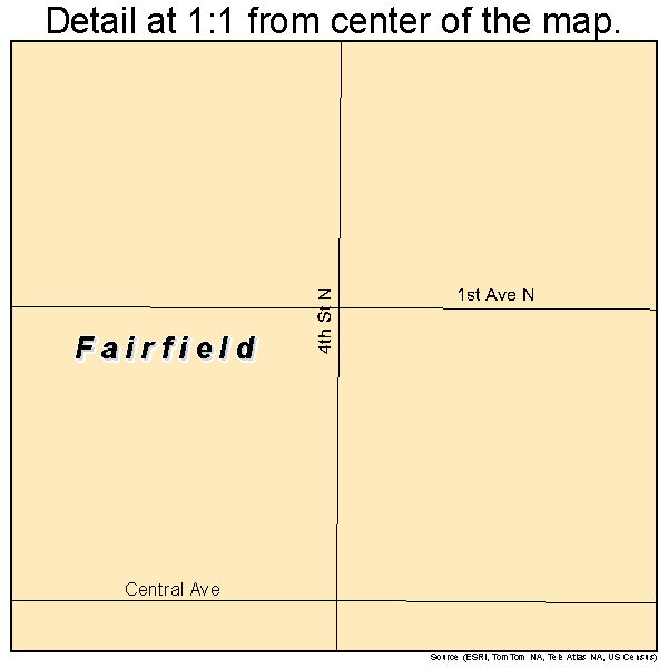 Fairfield, Montana road map detail