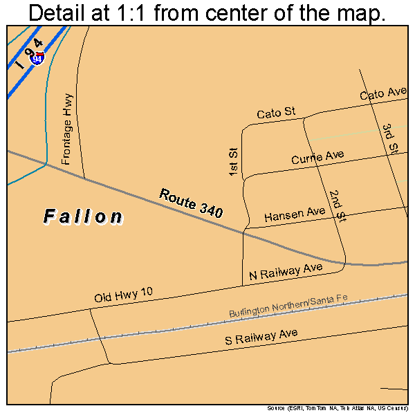 Fallon, Montana road map detail