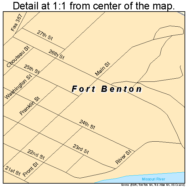 Fort Benton, Montana road map detail