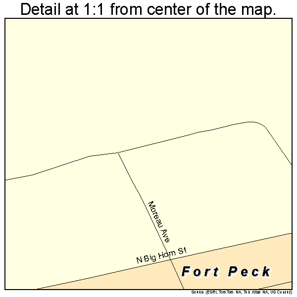 Fort Peck, Montana road map detail